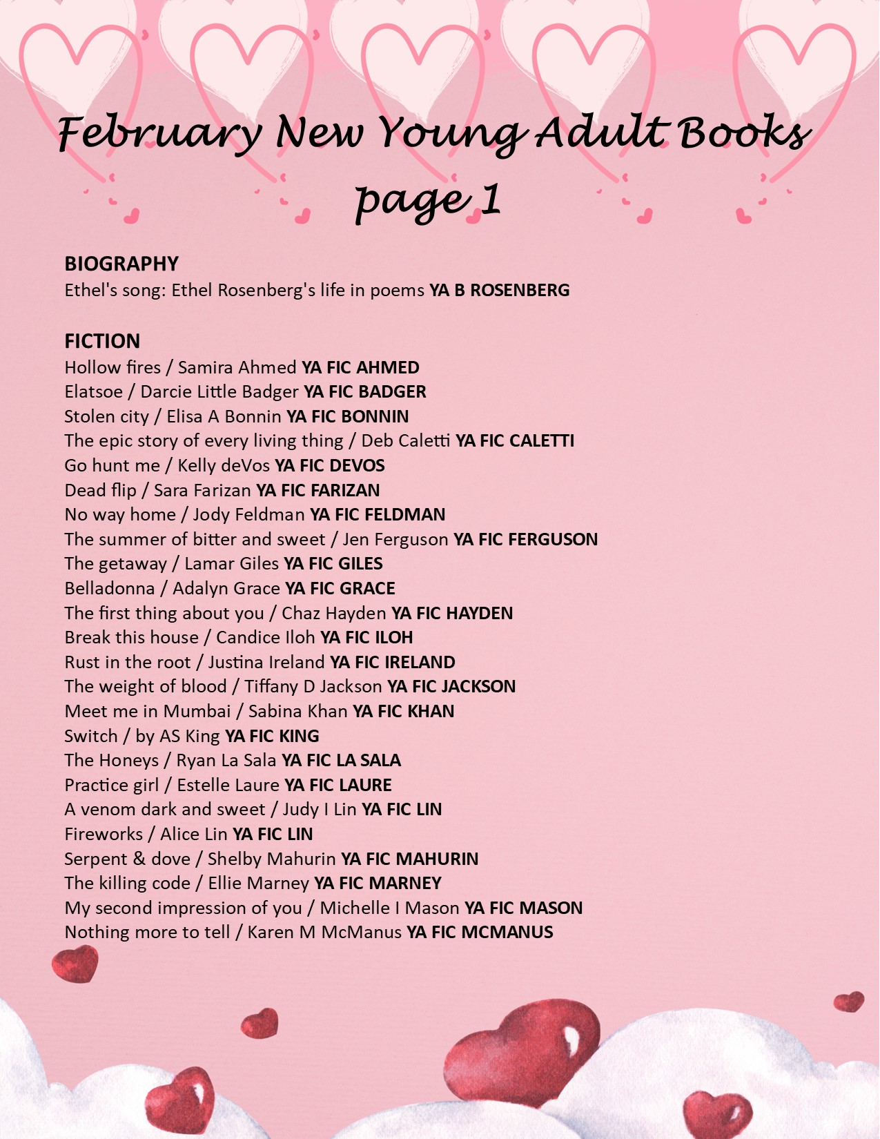February 2023 Young Adult New Books pg 1